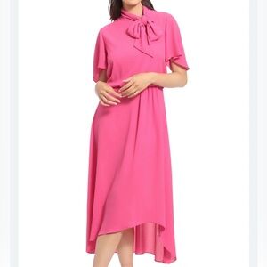 London Times Vibrant Pink Midi Dress